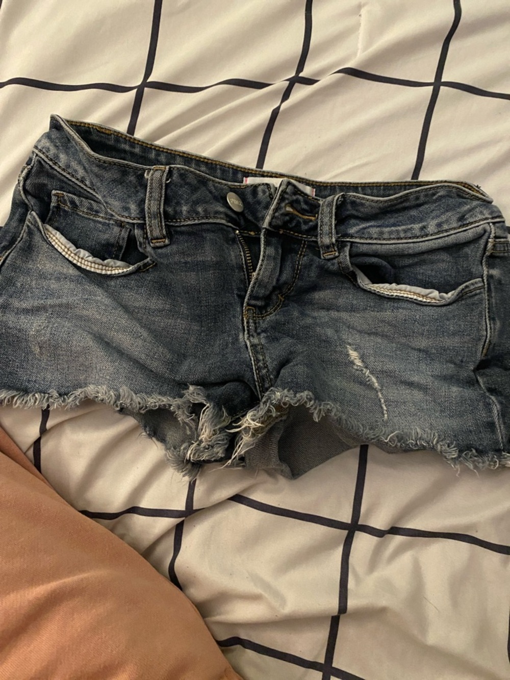 PINK Victoria's Secret Washed Blue Distressed Denim Shorts